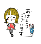 mottoの大人ぱっつん外ハネボブ♡伝える（個別スタンプ：1）