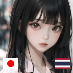 [LINEスタンプ] JP THAI ピンクのパジャマドレスの女の子