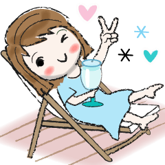 [LINEスタンプ] 普通に大人女子5  （夏の日常編)