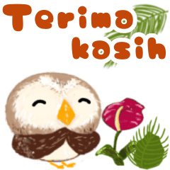 [LINEスタンプ] 動く★インドネシア語★ふわふわフクロウ