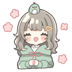 [LINEスタンプ] くせっ毛女の子とメジロ(敬語)