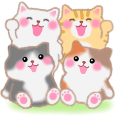 [LINEスタンプ] 4匹のぽちゃりねこ「思いやり」