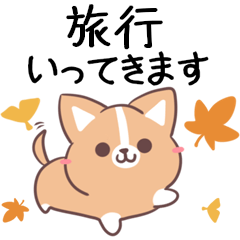 [LINEスタンプ] ほのぼのコーギーとねこ 残暑～秋スタンプ