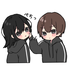 [LINEスタンプ] 黒パーカーくんと黒パーカーちゃん②