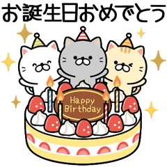 [LINEスタンプ] ずっと使える★ネコのお誕生日＆お祝いの画像（メイン）