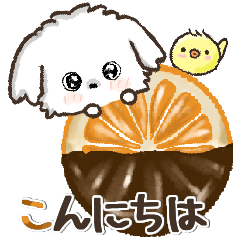 [LINEスタンプ] 愛犬家のわんこ♡シロ[食べ物vol,2]♡挨拶