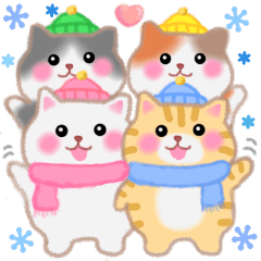 [LINEスタンプ] 4匹のぽちゃりねこ☆冬【修正版】